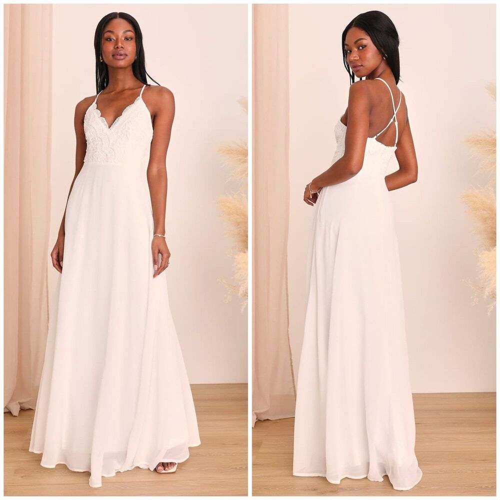 Lulu's Madalyn White Maxi Dress (NWT)